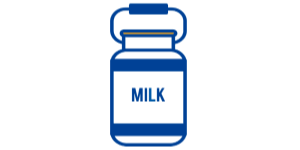 Blue icon of an old milk can